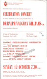 Vaughan Williams, Ralph - Concert Program 80th Birthday London 1952