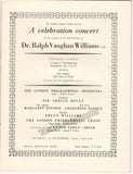 Vaughan Williams, Ralph - Concert Program 80th Birthday London 1952