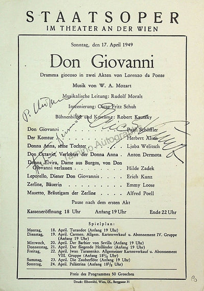 Vienna Opera - Signed Program Lot 1947-1949